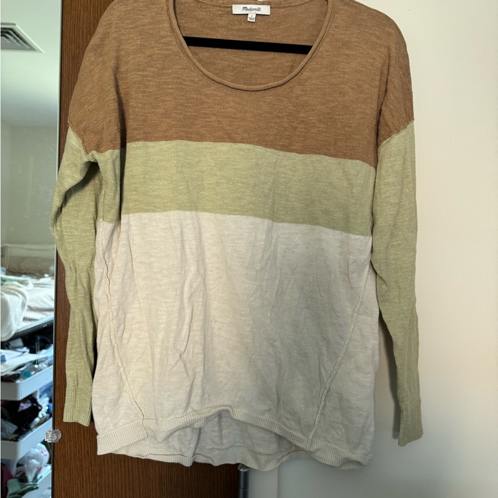 Colorblock Sweater in Brown, Green, and Cream